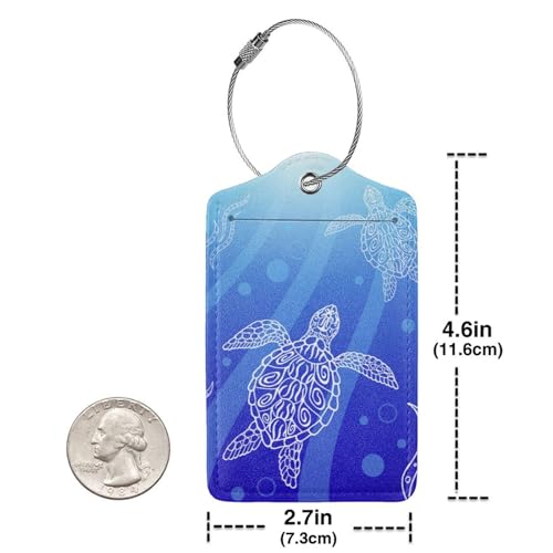 2 Pcs Sea Turtle Luggage Tag for Suitcase, Steel Loop with Privacy Cover ID Label, Turtle Luggage Tag, Birthday Gift for Women Men Boy Girl2