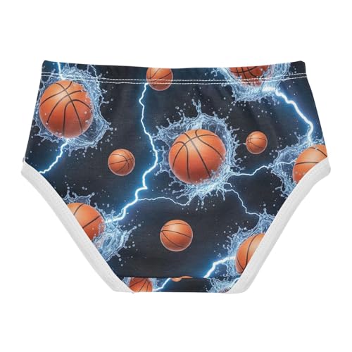 Underwear for Girls, Basketballs Blue Lightning Toddler Girl Panties, Cotton Underwear for Girls, 2T–8 Years2