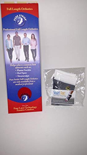 Relieve Plantar Fasciitis Foot Pain -Pure Stride Orthotics & Smart Feet Plantar Faciitis Relief Sleeves Combo Pack - Start Feeling Better Today (Men 6-6.5/8-8.5 Women)