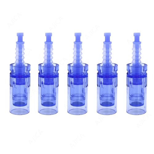 Image of Derma Pen Needles Cartridge 12 Pin | 36 Pin | Nano Needle Cartridge Tip For A1 & A6 Derma Pen Electric Auto Micro Stamp Derma Anti-Aging Pack of 3 (Blue, A6 Round)
