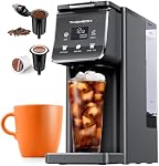 Single Serve Coffee Maker with Bold Setting, Hot & Iced Coffee Machine For K Cup and Grounds, 52 Oz Removable Water Tank, 6-14 Oz Brew Sizes, Reusable Filter, Gray