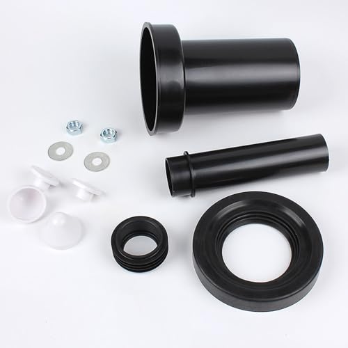 Anschlussgarnitur für Wand-WC,185mm Wc Anschlussset Dichtung Ablauf Anschlussrohr Spülrohr Abflussrohr mit Kappen(Spülrohr+Abflussrohr+Kappen, 185mm)