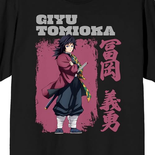 Demon Slayer Giyu Tomioka Adult Black Crew Neck Short Sleeve T-Shirt2