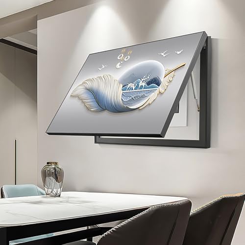Breaker Box Cover Decorative, Electric Meter Fuse Box Cover, Modern Wall Art Painting, Crystal Ceramic Surface, Sliding or Flip-up Design, Widely Used(Blue 3,50 * 40cm/19.7 * 15.7in)