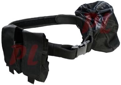 BLACK-Molle Tactical Dragonspine Utility Belt System Dump Pouch Mag Holder Pouches