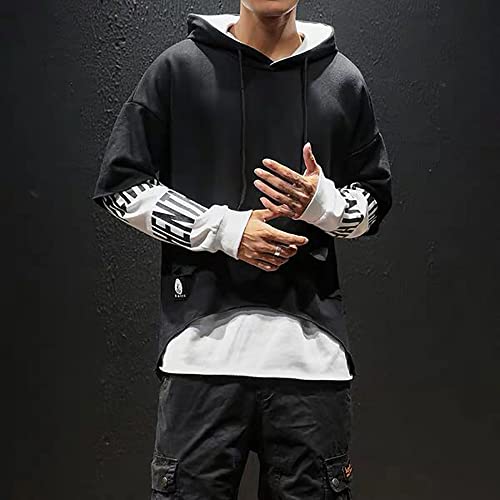 Image of DUDHUH Mens Hoodie Fashion Pullover Letter Print Tracksuit Techwear Casual Coat Hip-Hop Sweatshirt