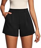 IUGA Womens Dress Shorts for Women High Waisted Trouser Summer Business Womens Dressy Casual Pleated Wide Leg Shorts Black