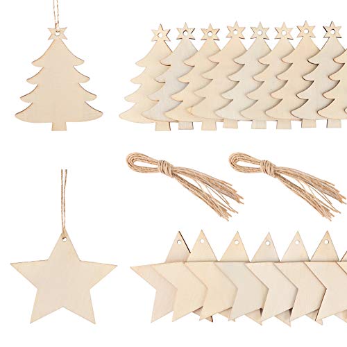 BOOMTOP 40pcs Holzanhänger Weihnachten Anhänger Holz...