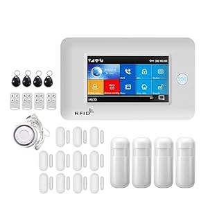 WLLKIY Sistemas De Alarma para El Hogar De Alarma WiFi gsm con Sensor De Movimiento Tarjeta RFID Seguridad Alarma Antirrobo Smart Life App(F.)