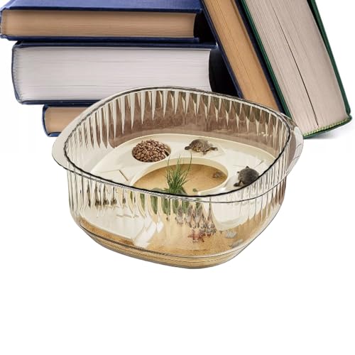 小型亀水槽 - 透明で全面視界の多機能エリアを持つカメの飼育ハウス,ペット 爬虫類 リクガメ アクアリウム 水槽 - ヤドカリ ザリガニ 両生? 水生ペット 爬虫? 対応