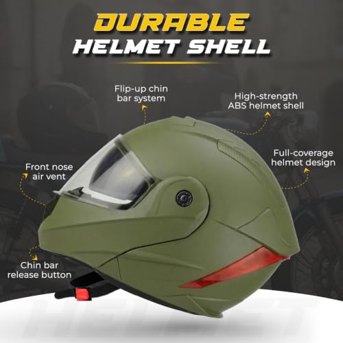 Image of Rydr AC Dx Flip-Up Full Face Motorbike Helmet | | Durable Two-Wheeler Helmet for Men and Women | Comfortable Fit with Air Ventilation for Safe Bike & Scooter Riding
