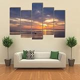 ERGO PLUS Sunrise over Baltic Sea Wall Art Stunning Stretched Painting Ready to Hang for Home Decor