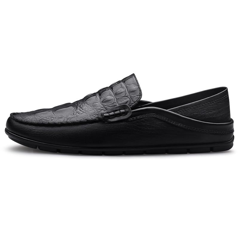 Men's Loafers Round Toe Crocodile Print PU Leather Loafer Shoes Flexible Slip Resistant Anti-Slip Outdoor Walking Slip-on3