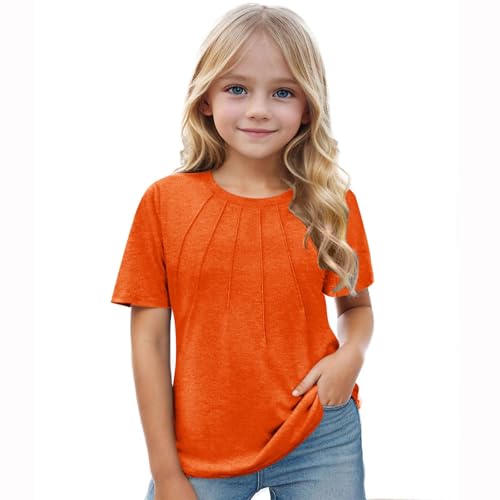 Girls Pleated T-Shirt Short Sleeve Tunic Blouse Quick Dry Crewneck Tees Teen Kids School Uniform Tops Athletic T-Shirt2