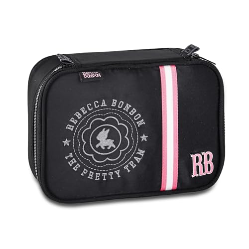 Kit Mochila de Costas Lancheira Térmica e Estojo Box Rebecca Bonbon RB24548 RB24550 RB24549 (Preto)