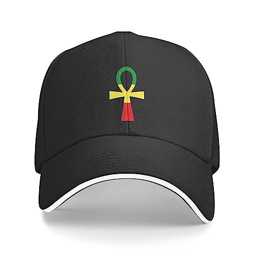 Gorra de béisbol ajustable Rasta Ankh unisex negra