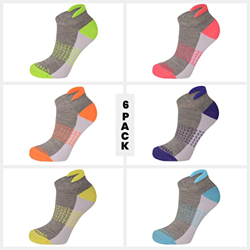 Image of VRD Womens Ankle Socks, Bamboo Rayon 6-Pairs Athletic Running Low Cut Socks With Tab