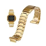 Correa de reloj de acero inoxidable sólido modificado de 16 mm apta for G-SHOCK for Casio DW5600/GW-B5600/GWM5610(Gold)