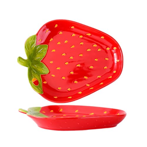 WAIT FLY Creative Fruit Shaped Ceramic Dinner and Dessert Plate - Strawberry - 1 PCS