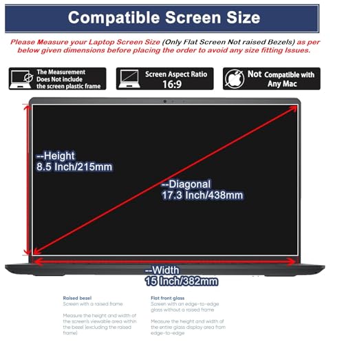 Image of Screen Protector Compatible With Laptops With 17.3 inch Inch Diagonal with 16:9 Aspect Ratio Display 9H Hardness Screen Protector Not a Tempered Glass, Screenguard Size : 382 mm X 215 mm