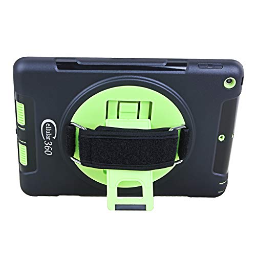Cellular360 Shockproof Case For Ipad 5Th Gen./ Ipad 6Th Gen./ Ipad 9.7 With A 360 Degree Rotatable Kickstand, Adjustable Handle And Shoulder Strap (Black/Green) #TOP2