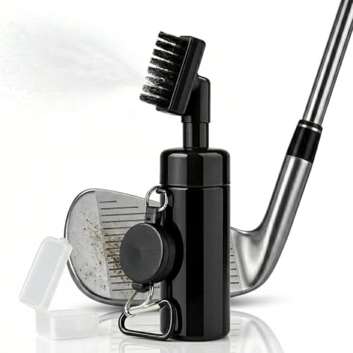 Budee Golf Club Cleaner Brush with Built-In 200ml Water Spray Leak-Proof Strong Nylon Bristles Retractable Clip Essential Golf Accessory for Clean Clubs & Balls