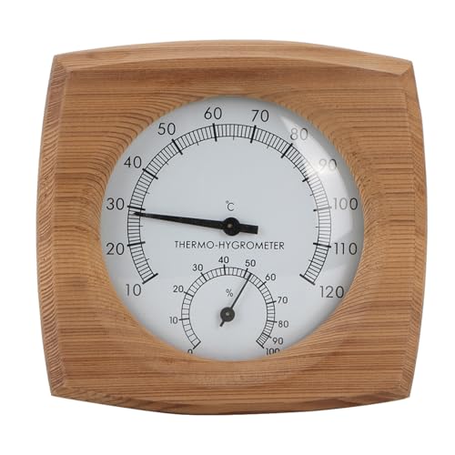 Wooden Sauna Clock 2-in-1 Indoor Cedar Thermometer Hygrometer Steam Room Accessories Handmade Good Tool for Checking Humidity Temperature Sauna