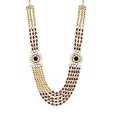 I Jewels 18k Gold Plated Indian Wedding Bollywood Dulha Moti Mala with Stone Maharaja Haar/Groom Nec