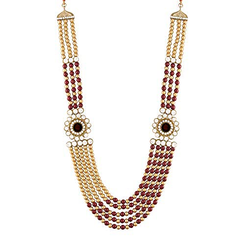 I Jewels 18K Gold Plated Indian Wedding Bollywood Dulha Moti Mala With Stone Maharaja Haar/Groom Necklace For Men (Mlp33M) #TOP4