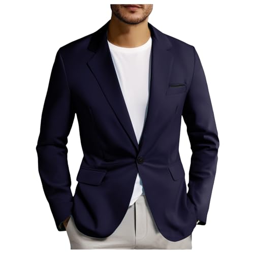 Mens Casual Blazer Lightweight Business Suit Jacket Vintage Classic Textured Basic Tops Work Outdoor Sports Outfits