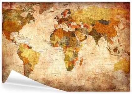 decomonkey - Papier Peint Panoramique Carte du Monde 350x256 cm -...