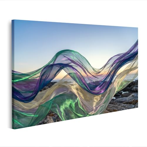 Tableau sur toile magique Aurore Borealis art soie décoration de salon
