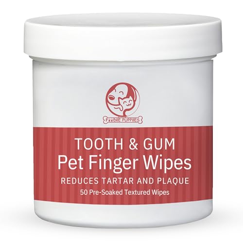 Image of Foodie Puppies Tooth & Gum Pet Finger Wipes - (Pack of 1) Reduces Tartar & Plaque | 50 Pre-Soaked Textured Wipes | Dental /Oral Care Teeth Cleaning Wipes