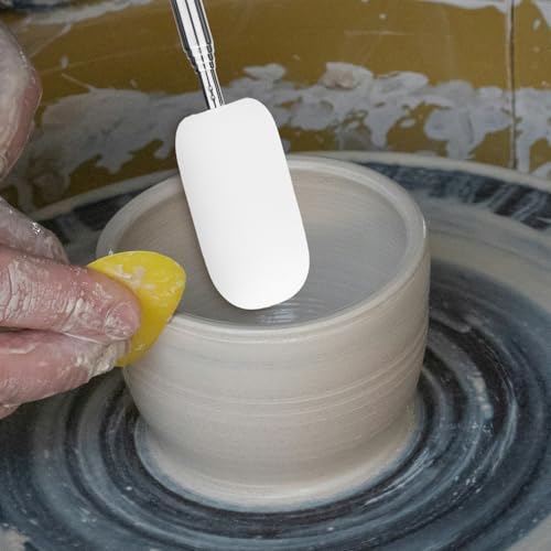 Image of Gosknor Telescoping Sponge Pottery, Retractable Clay Tool Sponges on Stick Extend up to 28.35in Telescoping Sponge Sticks for Pottery (Orange)