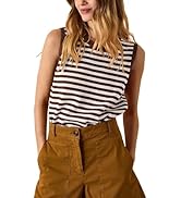 Hongsui Women's Striped Color Block Sweater Vest Ribbed Knit Tank Tops Oversized Crewneck Pullover