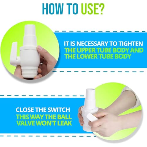 Fockety 1,5 Zoll 2 -Ballventil, PVC ABS -Plastik ohne Rost Union End mit Handgespannten Nüssen für Schnelle Verbindung, für Poolfilter -Skimmerpumpe 50psi Maxuelle Druck