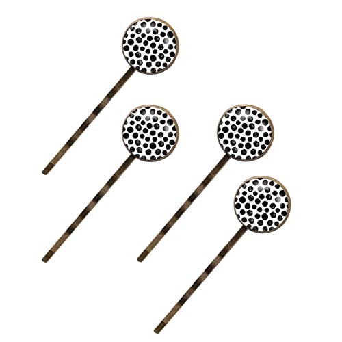 Barrettes à cheveux peintes main : ravissant lot de 4 pinces noires à pois pour femme