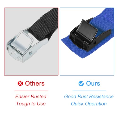 Image of uxcell Tie Down Straps, 2Pcs Adjustable Buckle Lashing Straps, 23' x 1 inch Cinch Strap for Luggage Packing, Cargo, Trucks (Dark Blue)