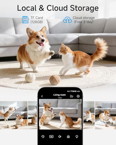 Image of Noorio Security Indoor Camera with 5GHz WiFi, 2K UHD Security Camera, Pet /Dog /Baby Camera with Phone app, Night Vision, Human /Pet Auto Tracking, 360 Pan-Tilt, T110