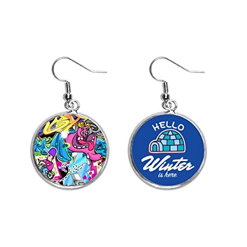 Pendientes de monstruo graffiti street cultura de invierno con colgante de gota estilo hip hop