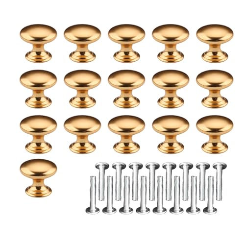 HAMILO 取っ手 金具 引き出し つまみ 扉 ネジ付属 16個セット (ゴールド)
