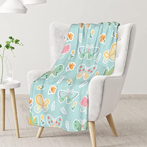 Butterfly Blanket Gifts - 40"x50" Cute Throw for Women, Girls - Green Soft Fuzzy Blankets for Couch & Sofa