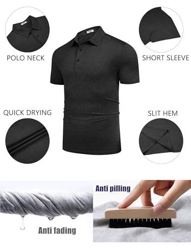 Image of COOFANDY Men's Polo Shirt Golf Quick Dry Performance Short Sleeve Moisture Wicking Athletic Polo Collared Tennis T-Shirt