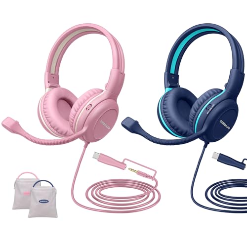 Image of SIMOLIO-Kids-Headphones-School with-USB-C to 3.5mm Dongle, Boom-Microphone