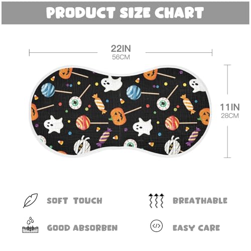 2 Pack Muslin Burp Cloths Halloween Eyeballs Candies Cotton Baby Burp Cloths Ultra Absorbent and Soft Spit Up Rags for Newborn Babies, Large 22" x 11"2