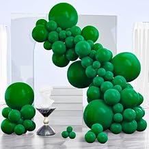 PartyWoo Dark Green Balloons 130pcs Different Sizes of 18 12 10 5 Inch Emerald Hunter Forest Green Balloon Arch Kit for Birthday Christmas Graduation Dinosaur Jungle Theme Party Decorations Green-Y56