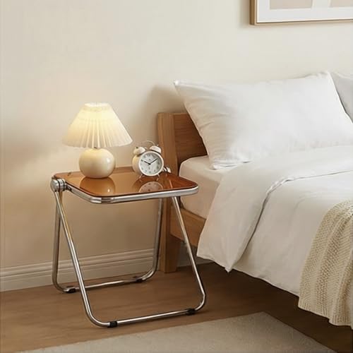 Image of The Artment Orange GlacierTray Foldable Transparent Acrylic End Table, Multi-Purpose Side Table, Serving Tray & Magazine Rack, Space-Saving for Modern Living Spaces | Use for Home & Office