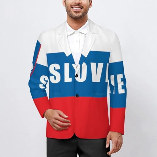 Slovenia Flag Classic Suits Blazer for Men Business Tuxedo Jacket Sport Coat Two Buttons2