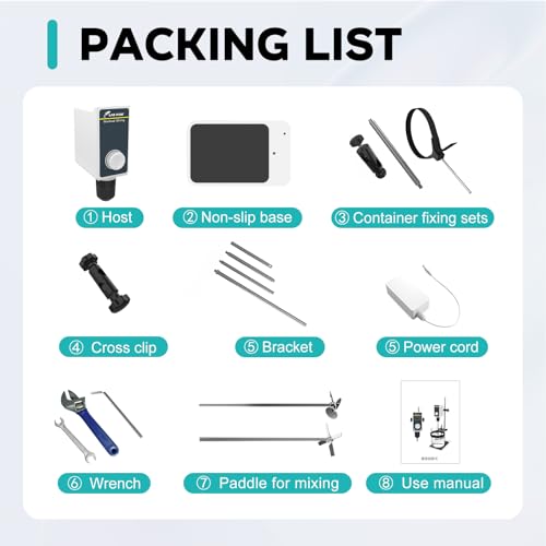 Lab Fish LFUSOS-10L-N Laboratory Overhead Stirrer Lab Stirrer | Stirring Rod And Stainless Steel Stand | Mixer Adjustable Speed 100-1000Rpm Capacity 10L 10000 Mpas Ac 100-240V thumb #5