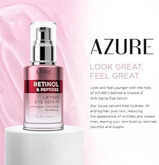 Azure Cosmetics Retinol & Peptides Lifting Eye Serum - Anti Aging, De-Puffing & Revitalizing Dark Circle Corrector - Reduces Wrinkles, Fine Lines & Under Eye Bags - Made in Korea - 30mL / 1 fl.oz.